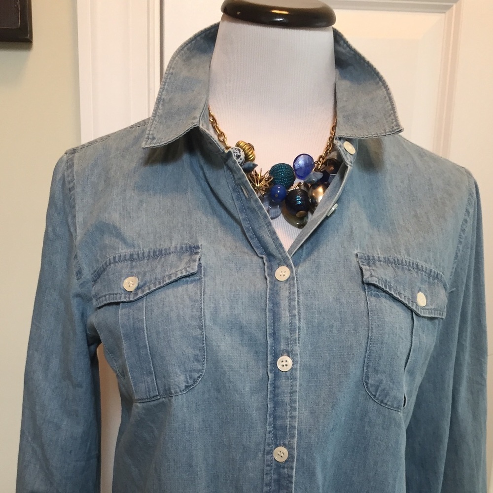 Per Se denim button down shirt